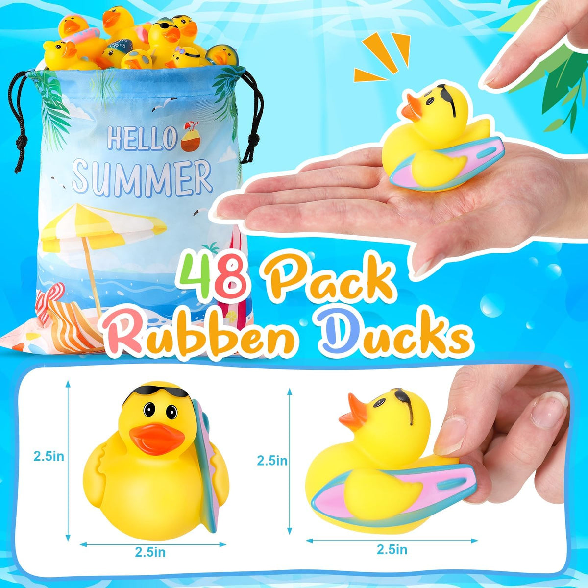 ANGGIKO blue and green ducks floating for playful bath time and pool.