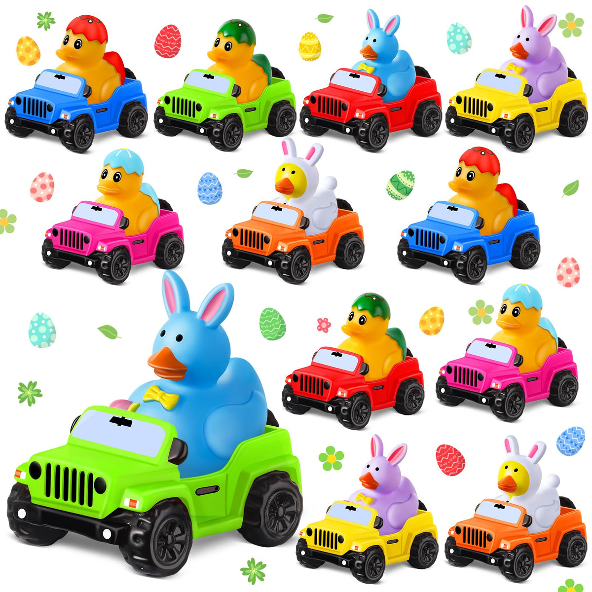 ANGGIKO Easter ducks with jeep-themed cars spark playful Easter fun.