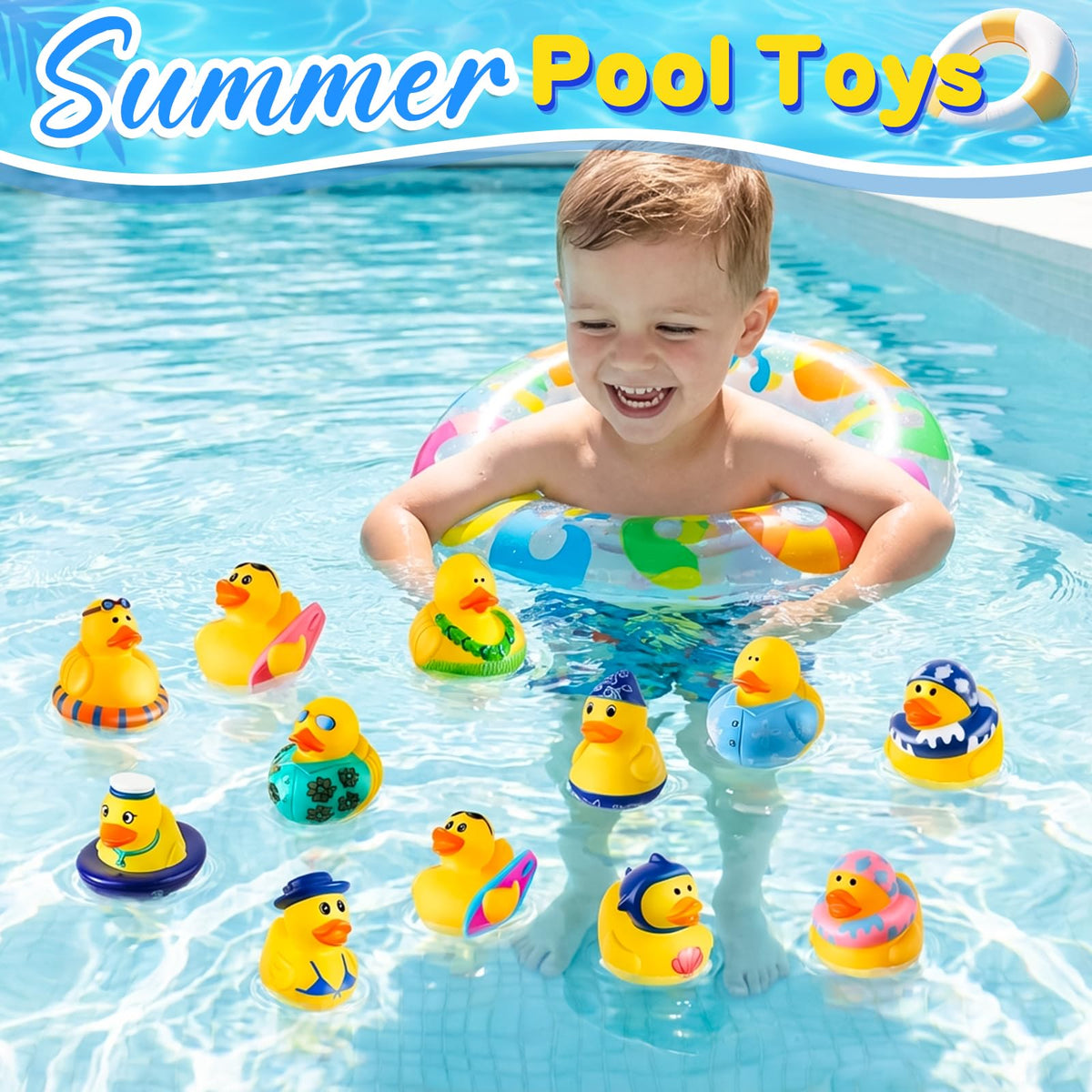ANGGIKO summer ducks—safe grip for toddler baths and play.