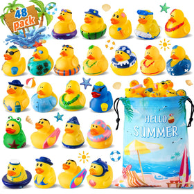 ANGGIKO summer rubber ducks with bag for colorful beach party decorations.