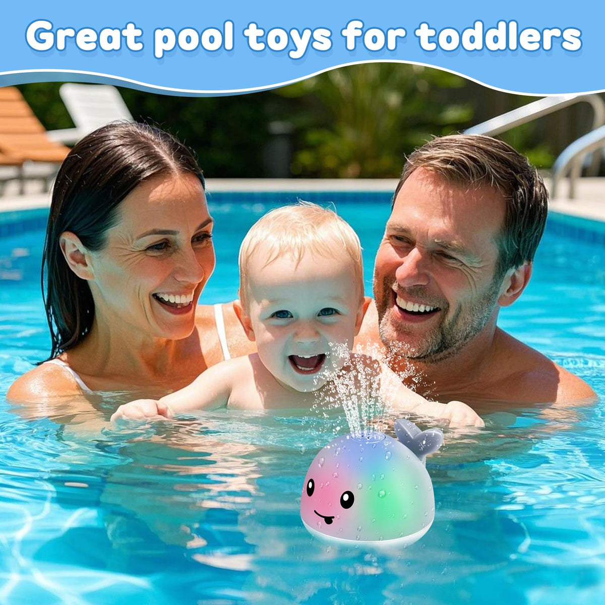 ANGGIKO water-spraying whale toy entertains tub, pool, or beach play