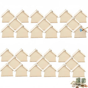 Angoily wooden house piggy bank front view for DIY savings projects for kids