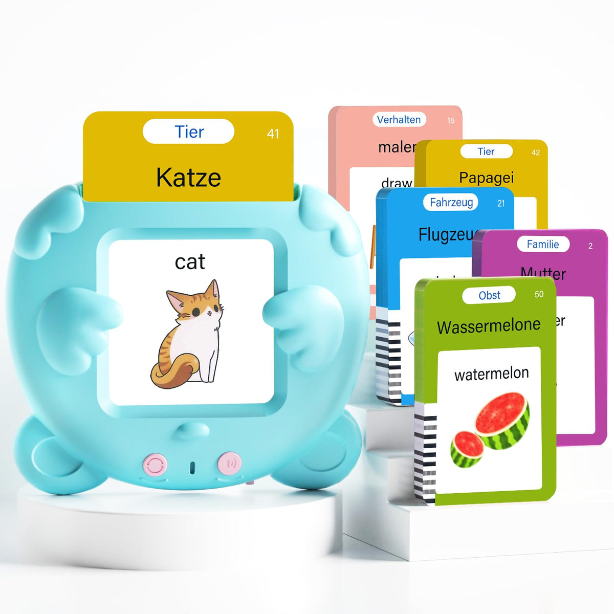 ANhovno German-English flash cards for toddlers with colorful images that encourage bilingual learning