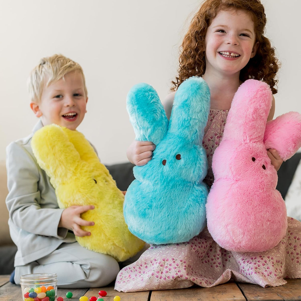 Animal Adventure green bunny Peeps plush, a durable huggable buddy for ages 3+.