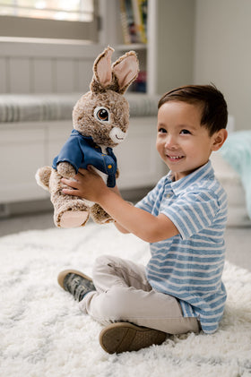 Animal Adventure Peter Rabbit plush side view in classic pose
