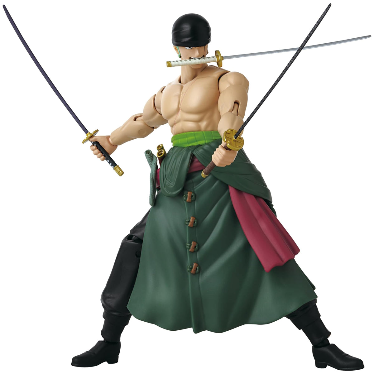ANIME HEROES Zoro three-sword figure front view for dynamic display.