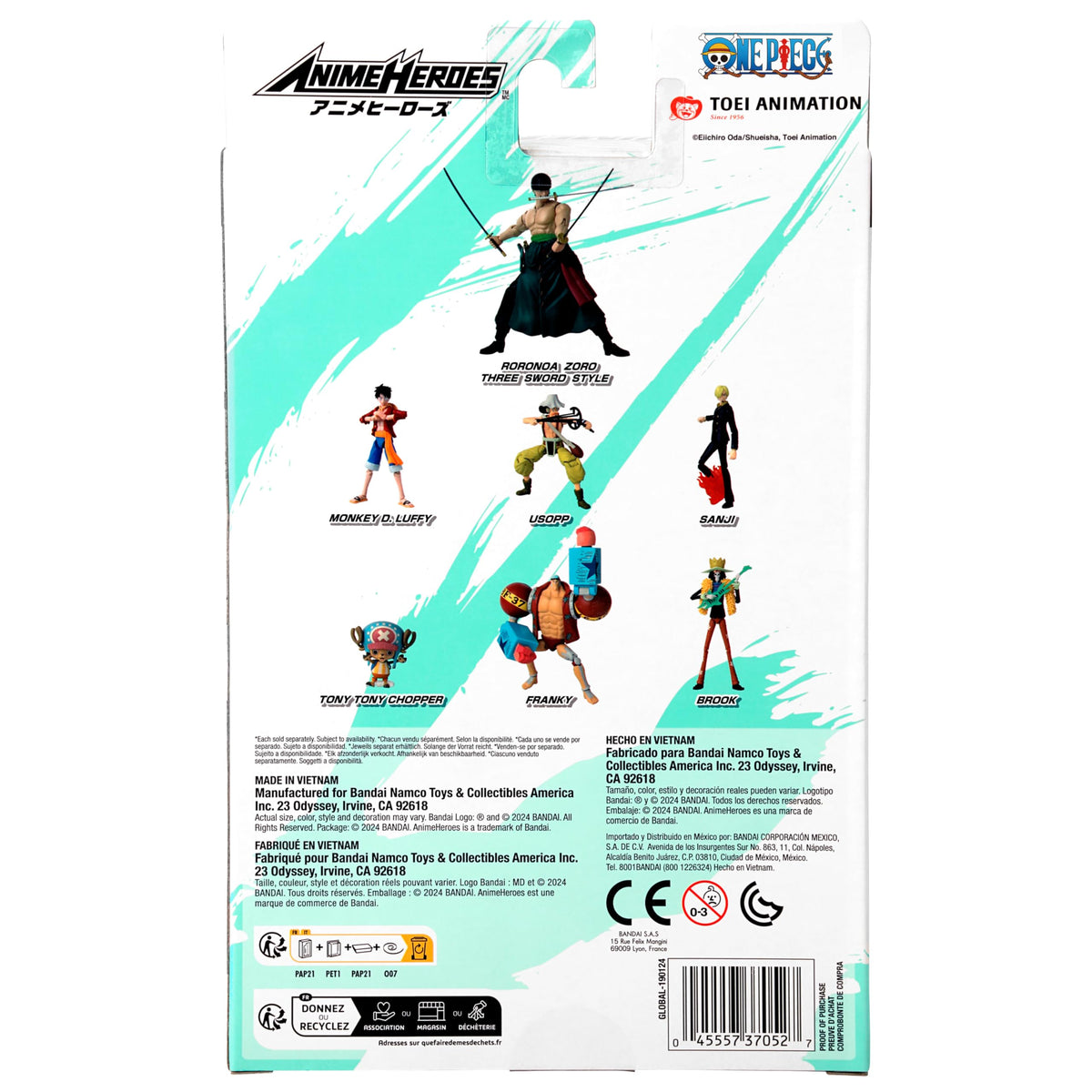 ANIME HEROES Zoro in-packaging image showcases collectability.