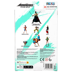 ANIME HEROES Zoro in-packaging image showcases collectability.