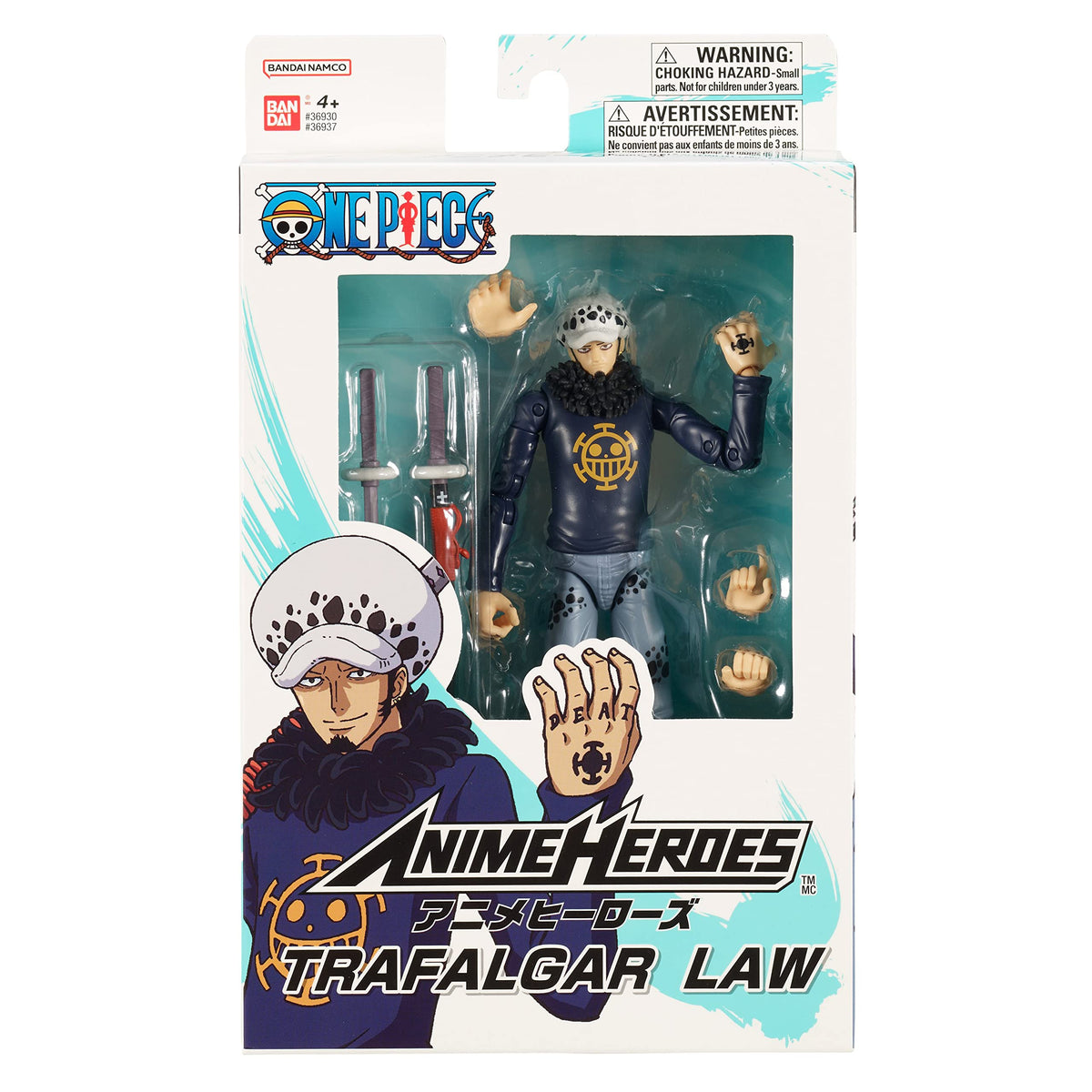 ANIME HEROES Trafalgar Law figure posing in dramatic stances for display