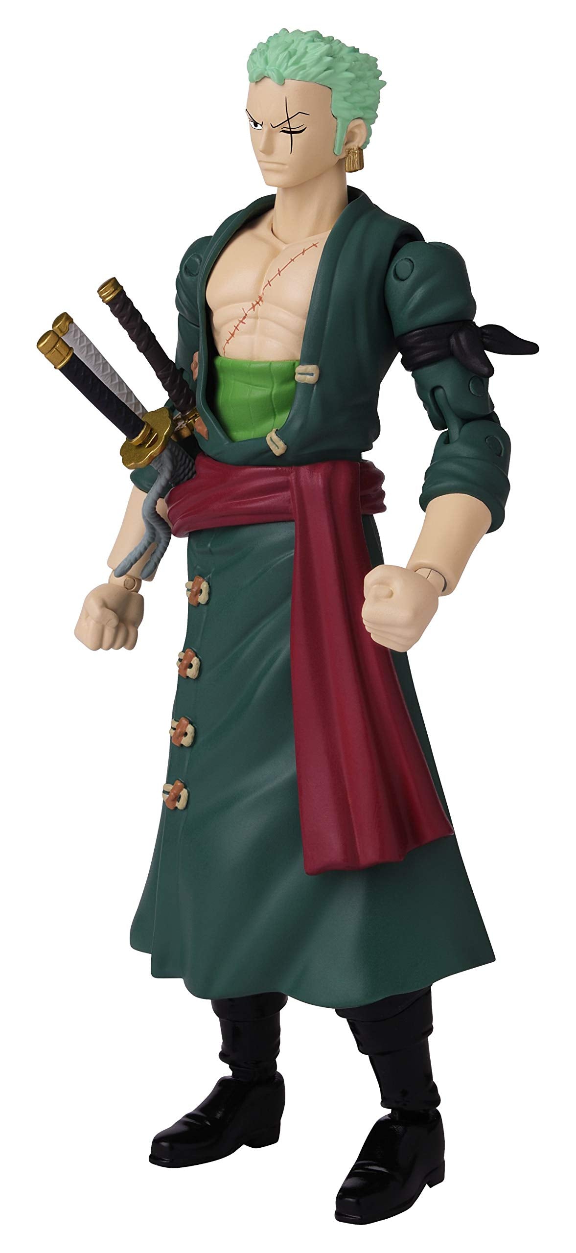 ANIME HEROES Zoro pose with swords for display and storytelling.