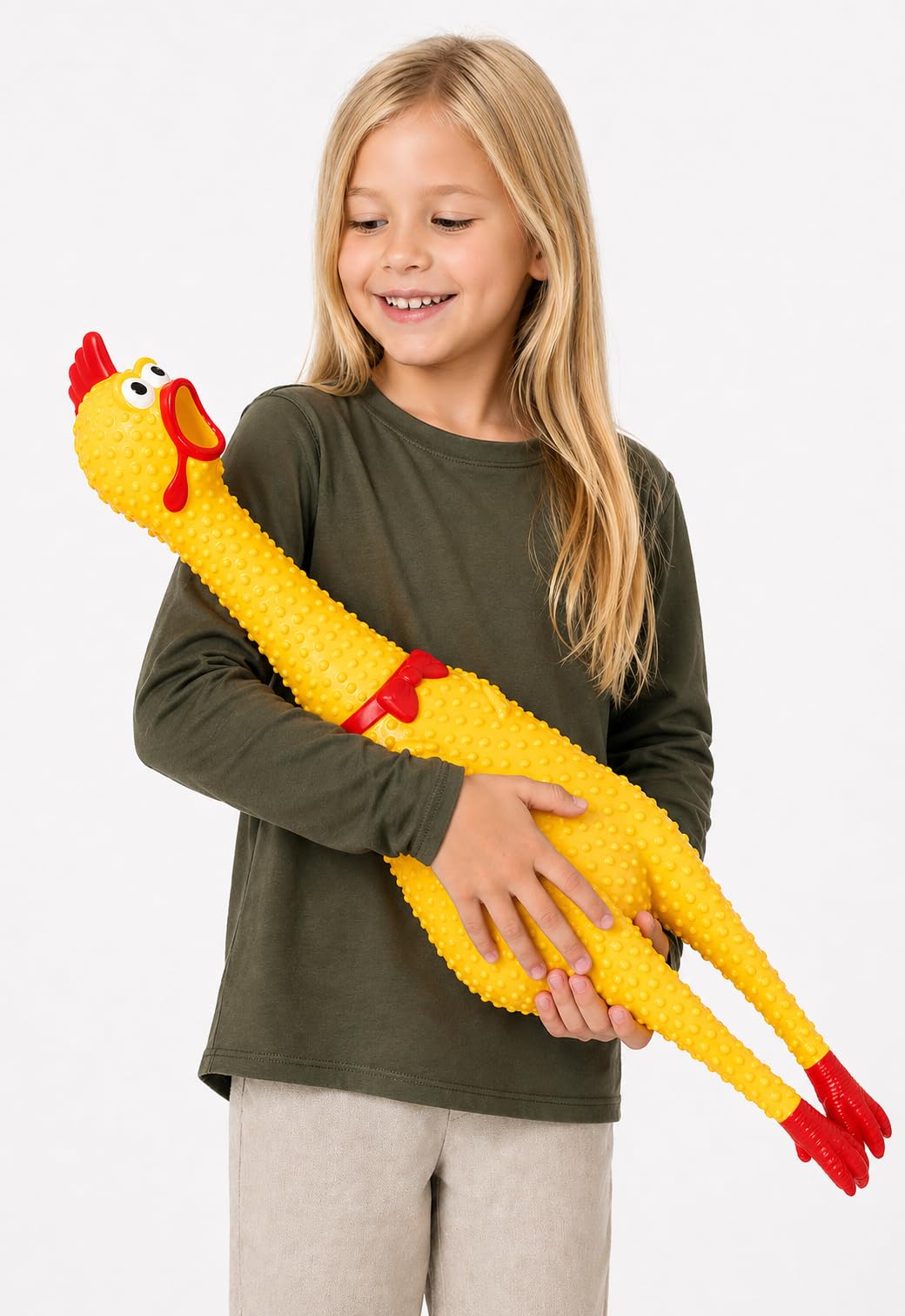 Animolds Crazy Huge Rubber Chicken: 29-inch size with loud squeal for parties.