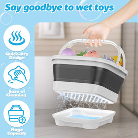 Anivia bath toy holder with removable base dries toys after baths.