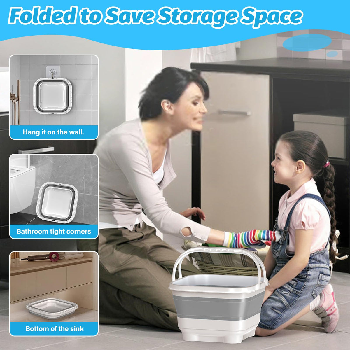 Anivia bath toy storage with two handles for quick scooping.