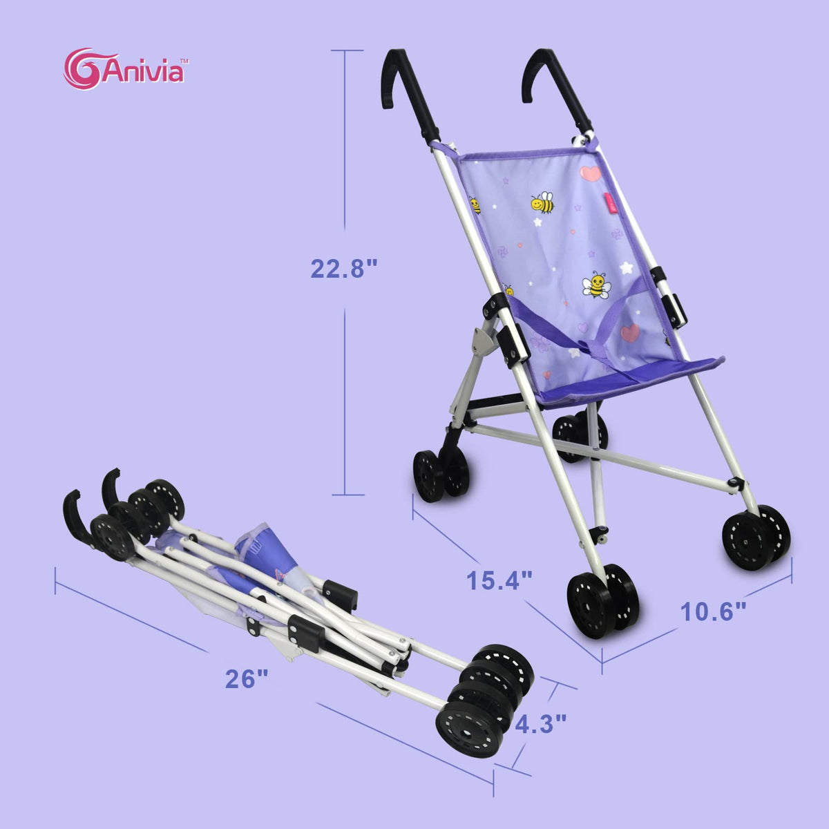 ANIVIA doll bed fits 18-inch dolls for realistic cradle experiences.