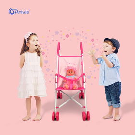 ANIVIA doll crib with bottom tray designed for durable pretend play