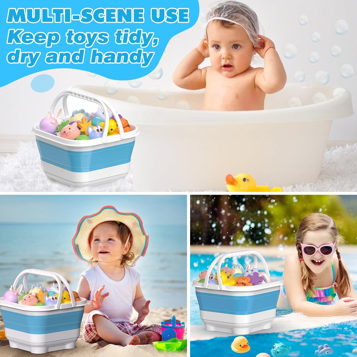 Anivia foldable bath toy organizer saves space in small bathrooms.