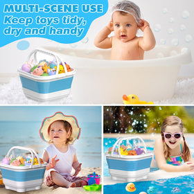 Anivia foldable bath toy organizer saves space in small bathrooms.