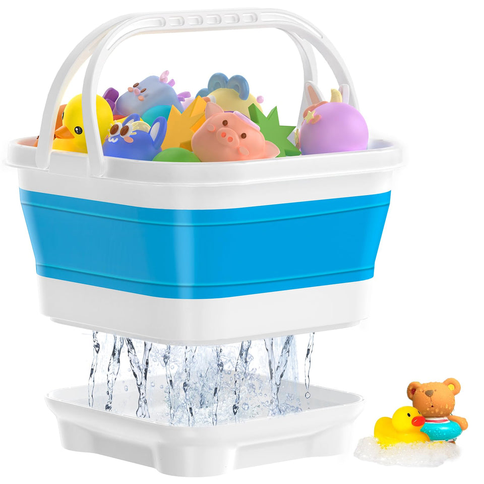 Anivia foldable bath toy storage keeps toys organized and dry.