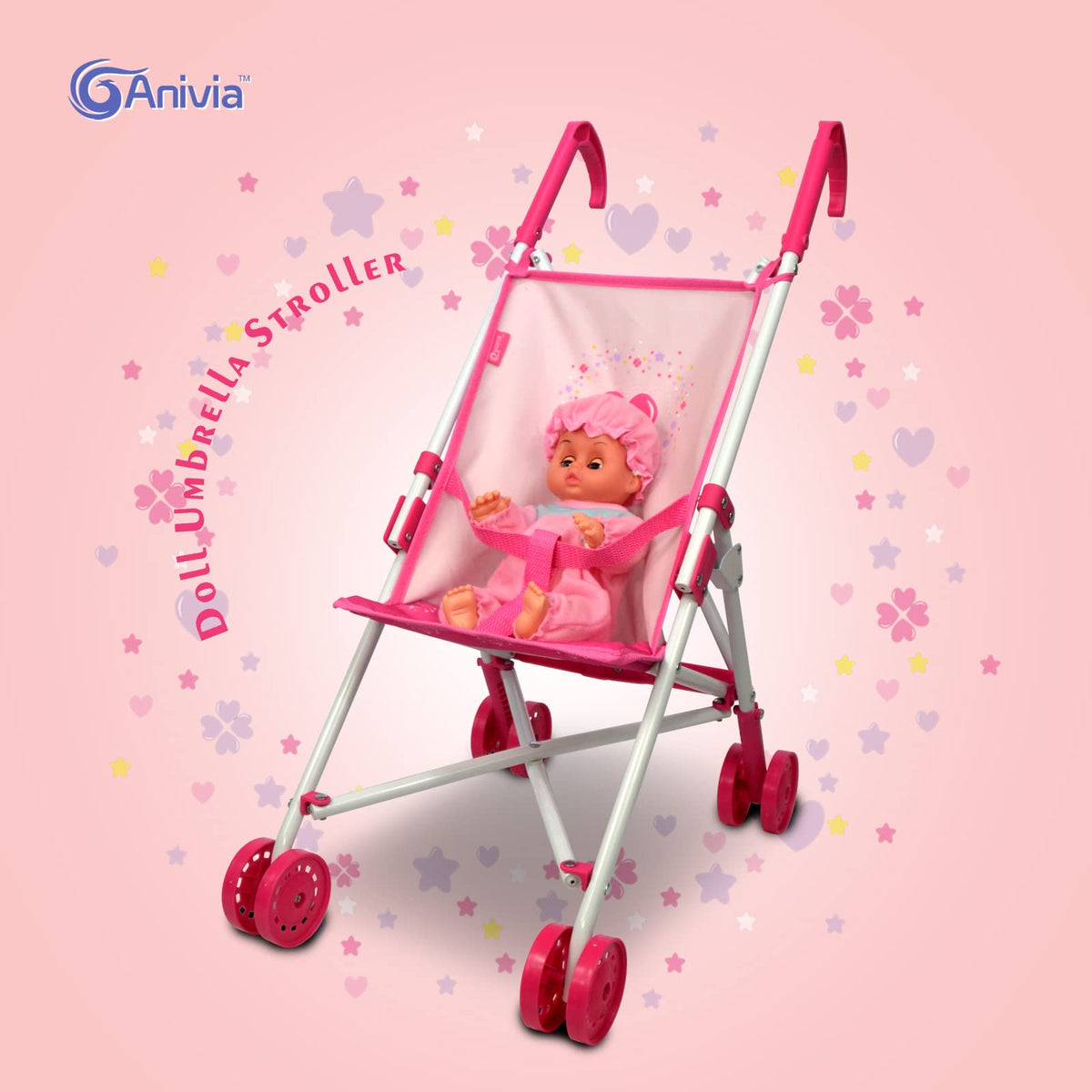 ANIVIA foldable doll stroller for easy storage after playtime