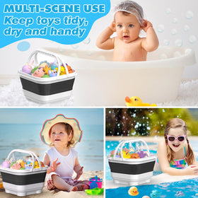 Anivia foldable space-saving bath toy bin fits any bathroom and travels.
