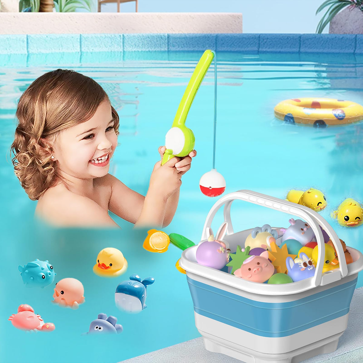 Anivia multi-purpose bath organizer suits toys, shampoo, and travel needs.