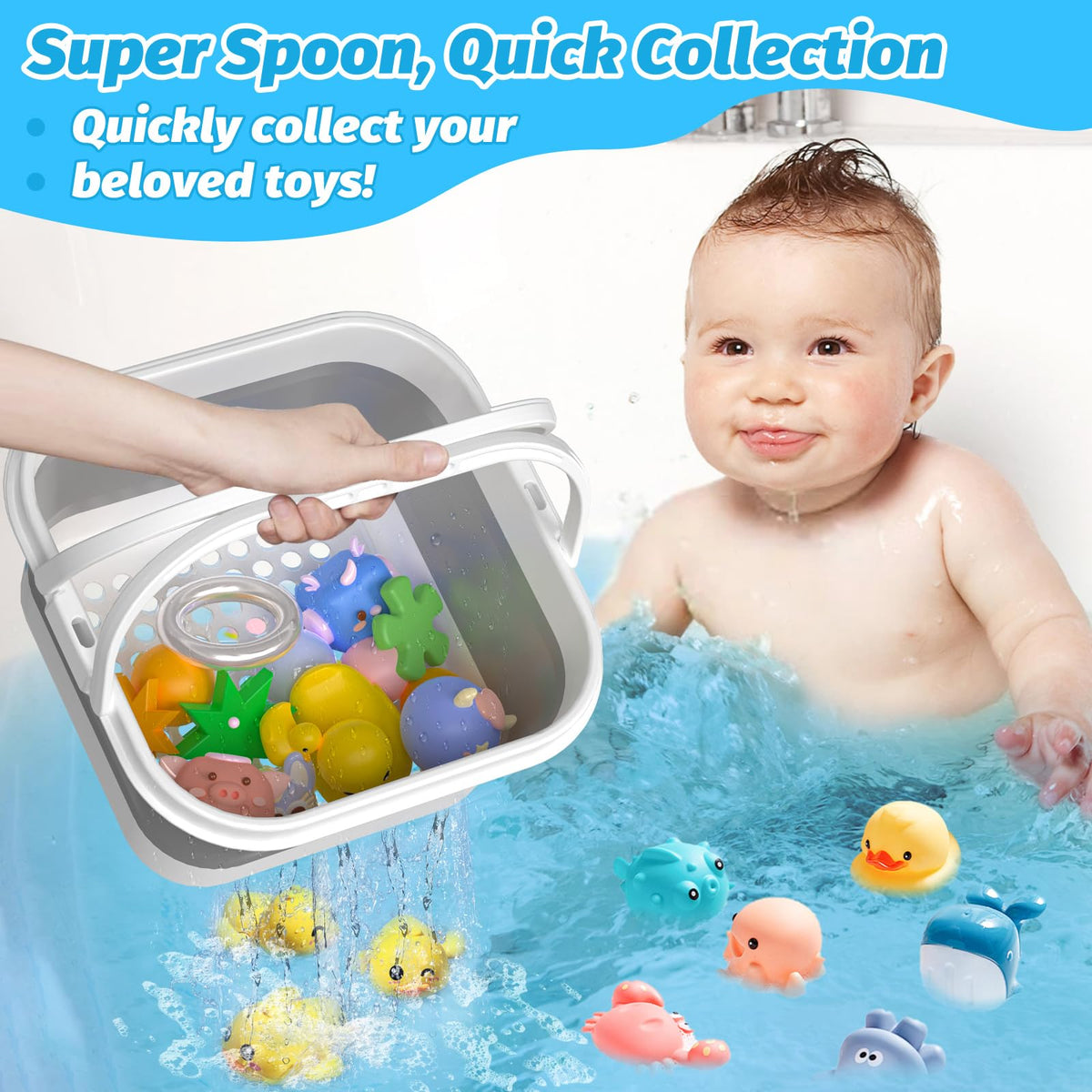 Anivia multi-purpose organiser basket for toys, shampoo, and bath essentials.
