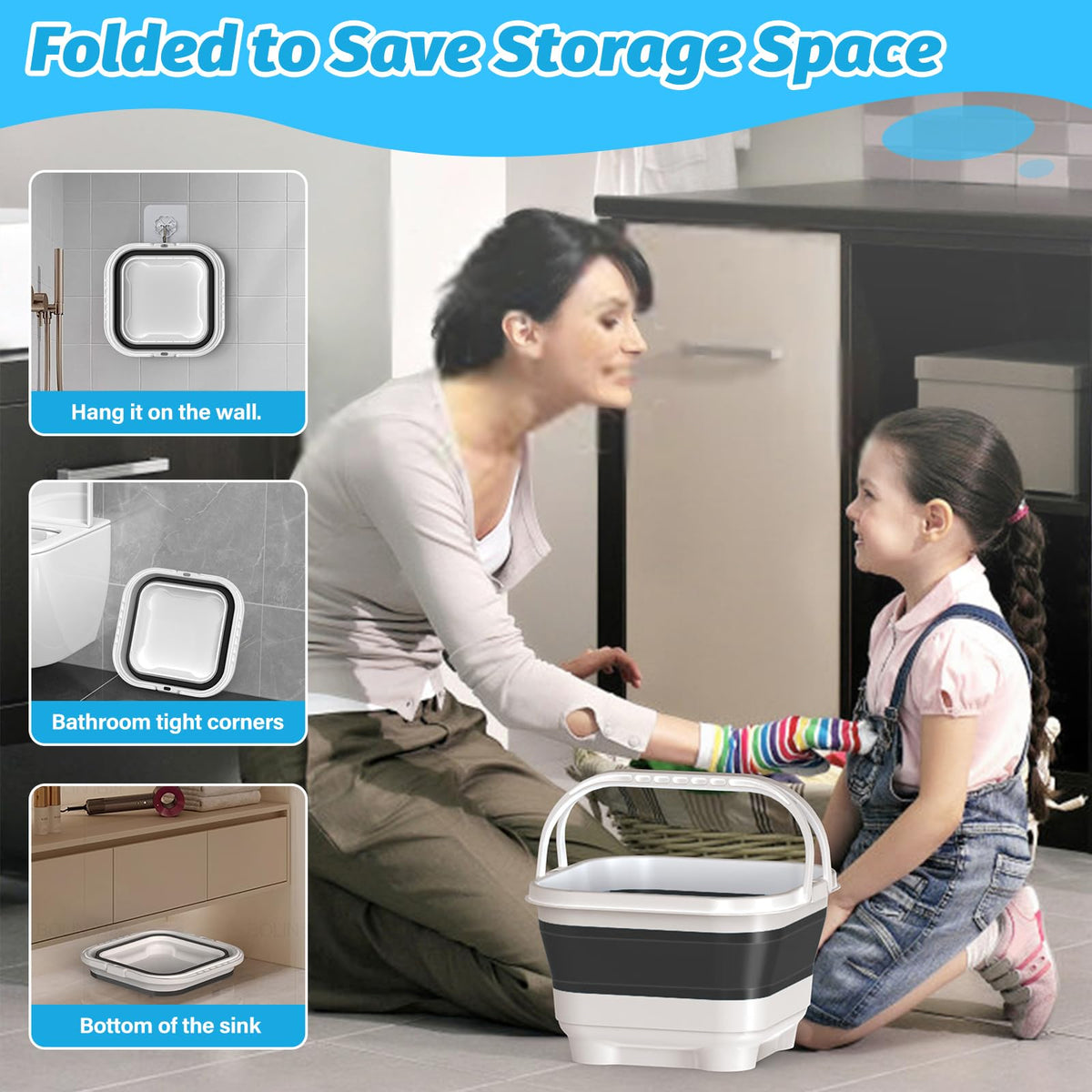 Anivia multi-purpose organizer basket holds toys, shampoo, and soap.