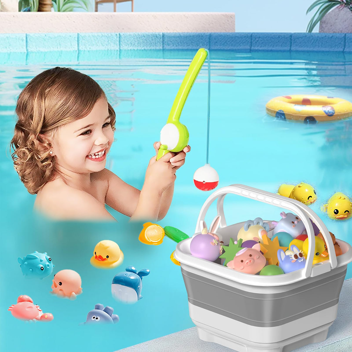 Anivia portable bath toy storage ideal for beach and pool cleanup.