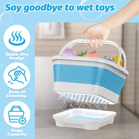 Anivia removable-base bath toy holder shows easy drainage for clutter-free counters.
