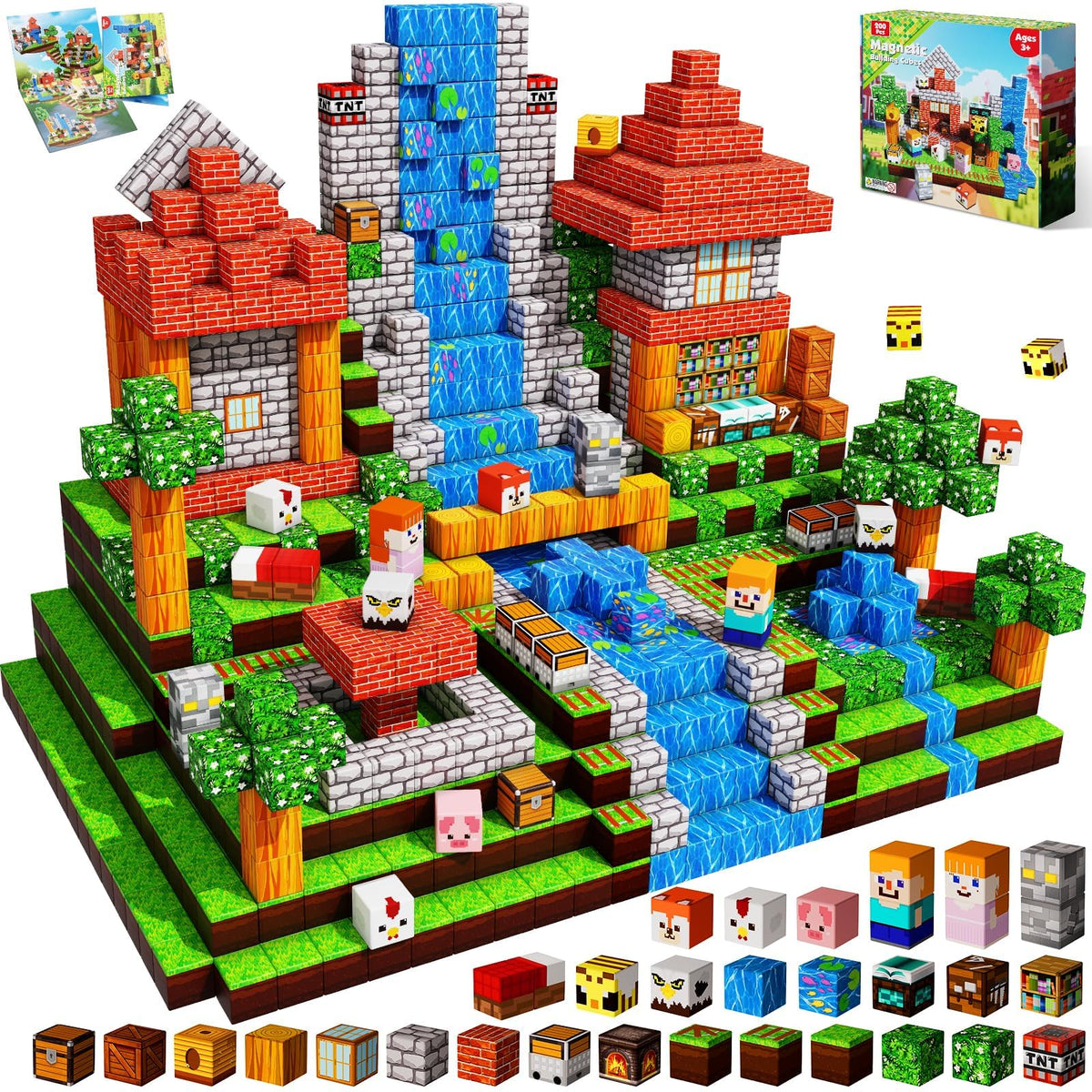 Annexfun 200pcs magnetic blocks set for colorful STEM play and construction.