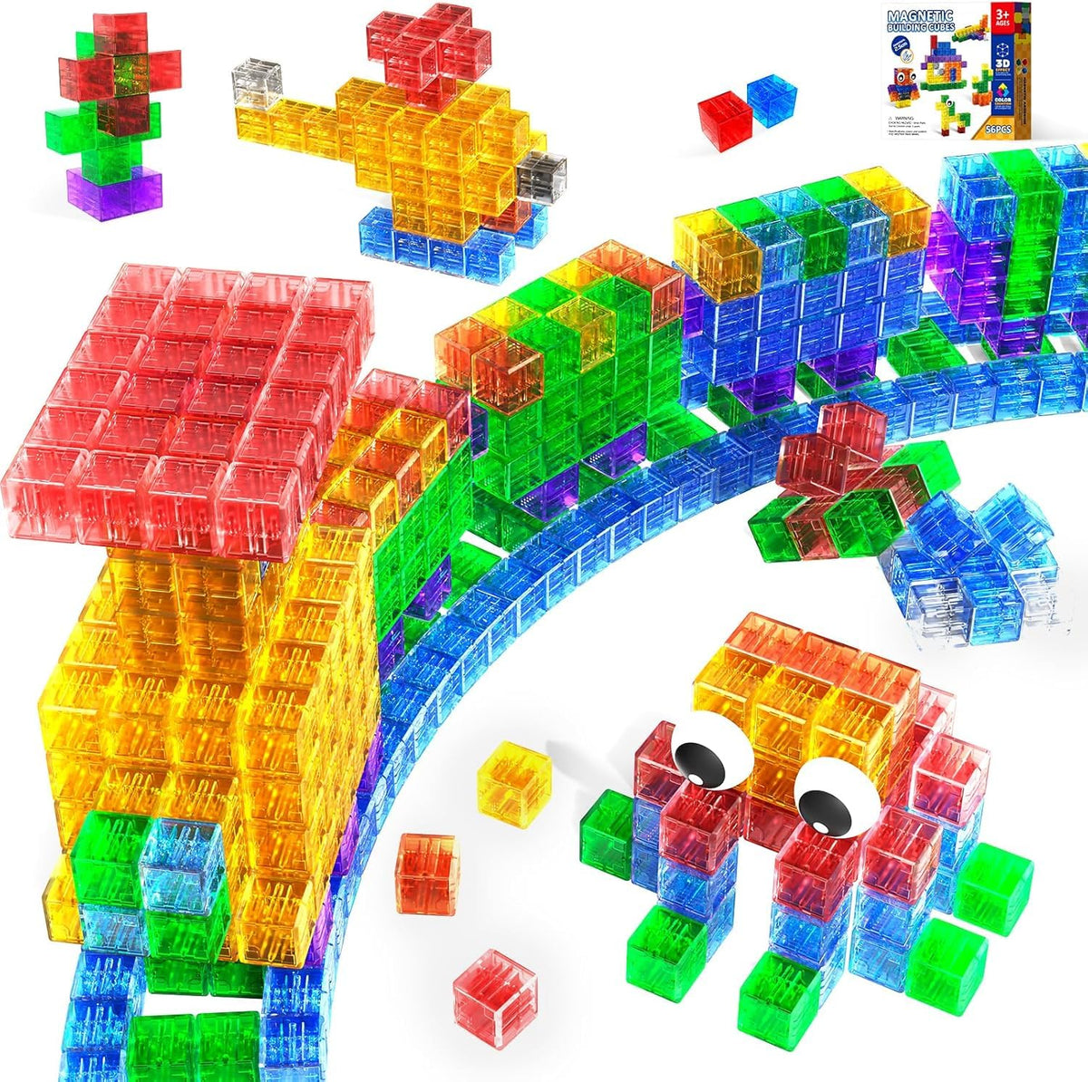 Annexfun 56pcs magnetic blocks set boosts spatial imagination and fine motor skills.