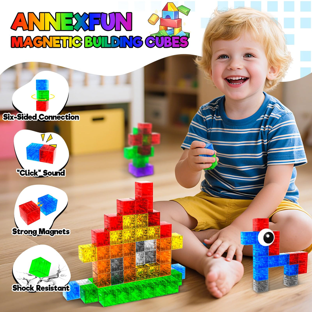 Annexfun colorful magnetic blocks for sensory play inspire exploration and calm focus.