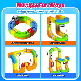Annexfun electric train navigating curves and loops for adventurous play