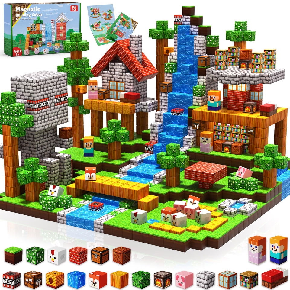 Annexfun Grassland Magnetic Blocks flowing water scene boosts imaginative play and storytelling.