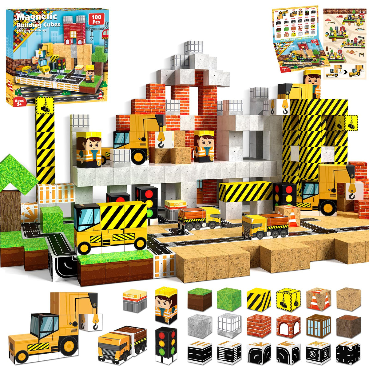 Annexfun magnetic blocks 100pcs pack for creative building and spatial play
