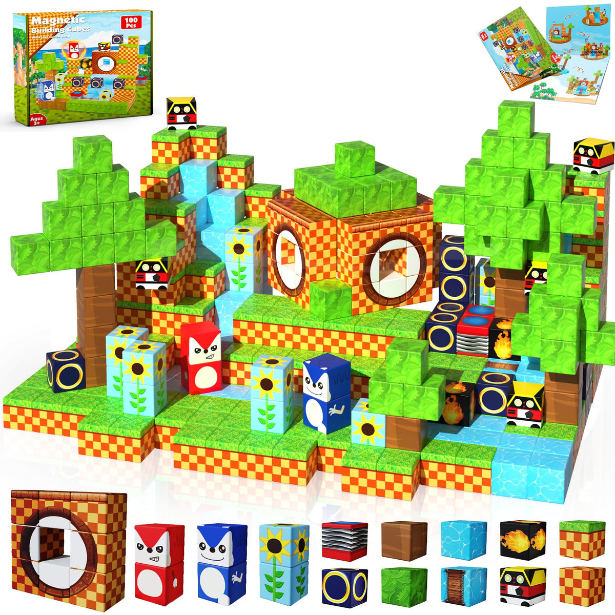 Annexfun magnetic blocks 100pcs set-colorful cubes for creative STEM play and imagination
