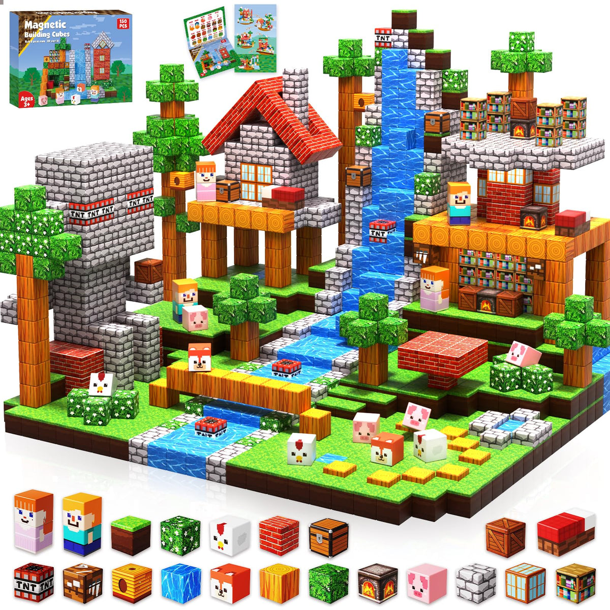 Annexfun magnetic blocks 150pc set for creative building and STEM play.