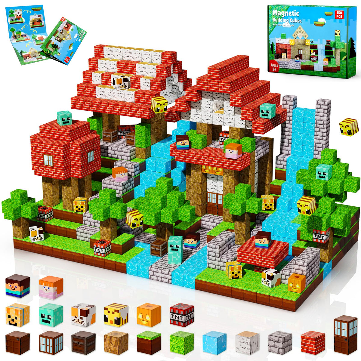Annexfun Magnetic Blocks 150pcs colorful cubes for creative play and STEM exploration.