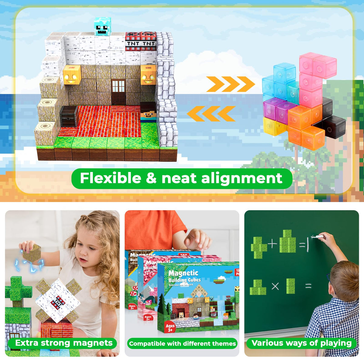 Annexfun Magnetic Blocks 150pcs storybook ideas image promotes imaginative play and storytelling.