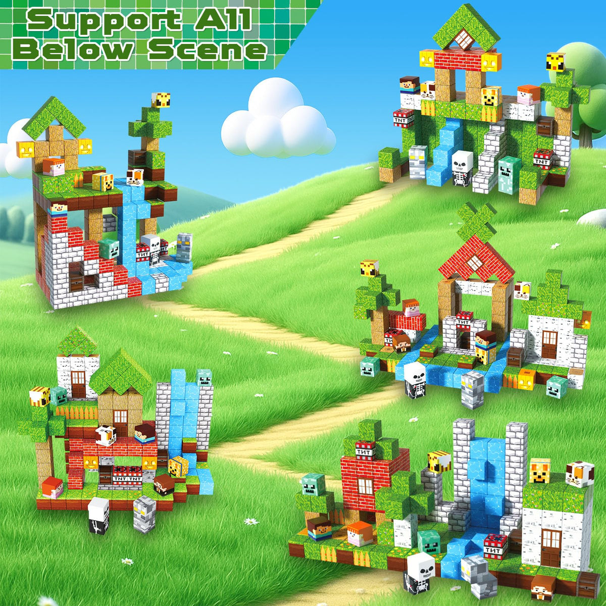 Annexfun magnetic blocks with idea booklet guiding story-based constructions