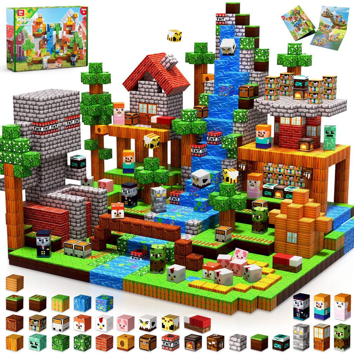 Annexfun magnetic blocks 300 cubes in 34 colors for creative STEM play