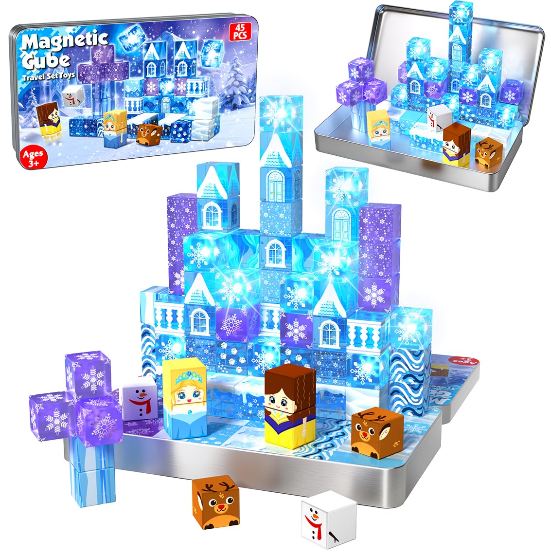 Annexfun magnetic blocks 45pcs set enables imaginative building play.