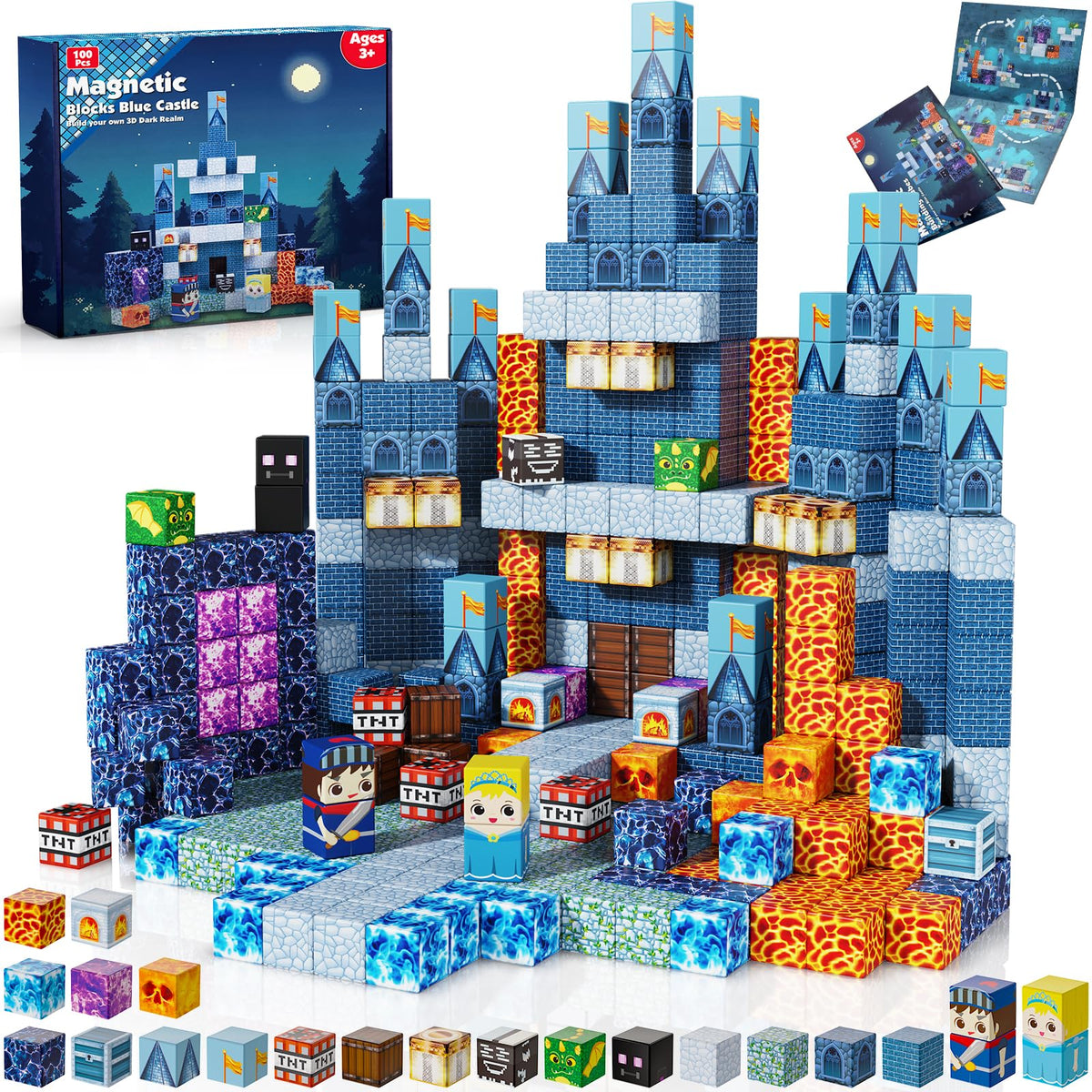 Annexfun magnetic blocks blue castle for imaginative play and fine motor development.