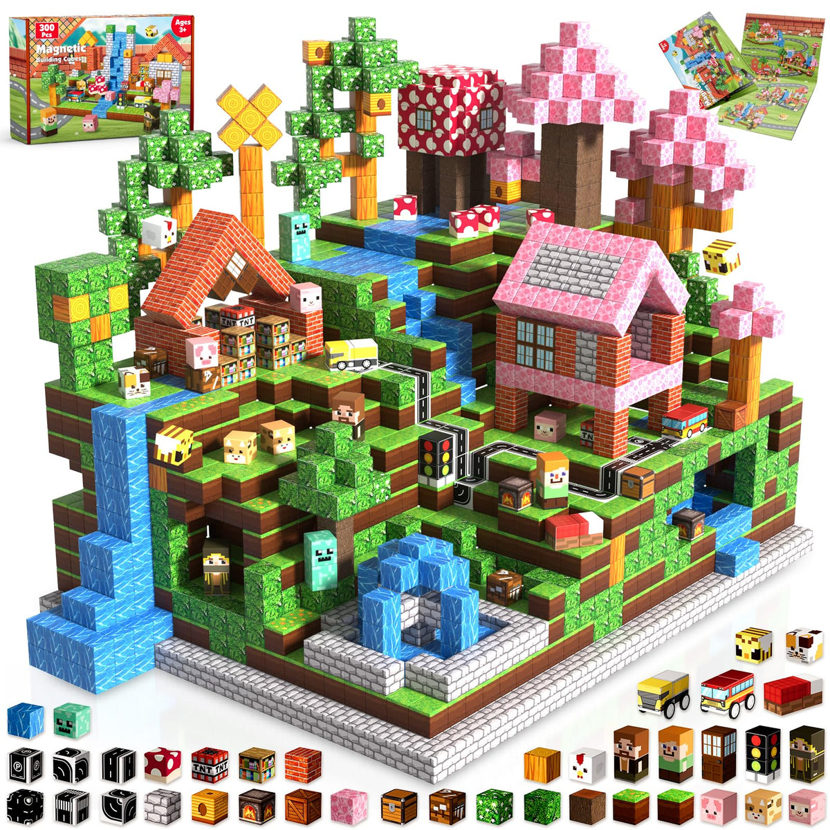Annexfun magnetic blocks forest road scene promotes imaginative building and focus.