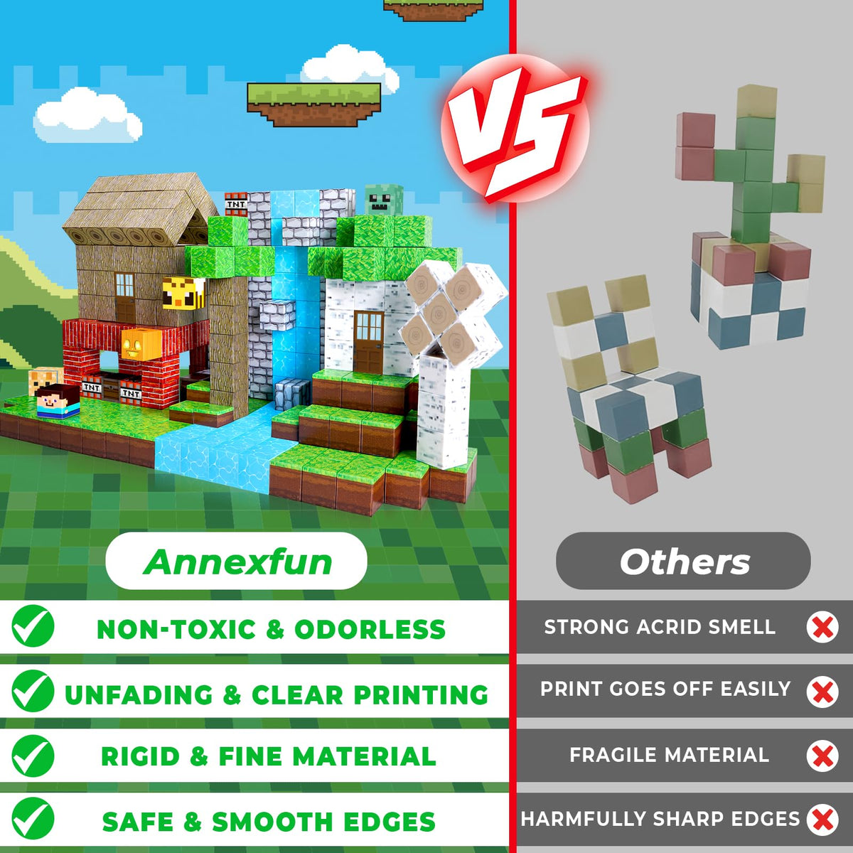 Annexfun magnetic blocks produce gentle rustling sounds during play