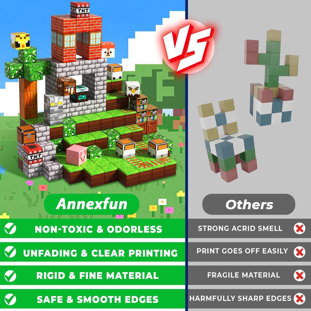 Annexfun magnetic blocks promote concentration and fine motor skills in kids.