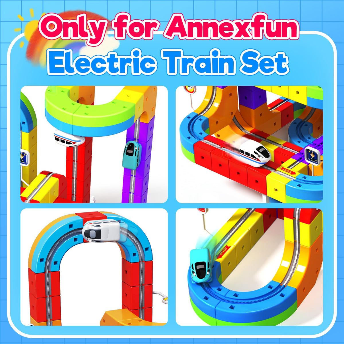 Annexfun train on track, climbing slope with steady motion