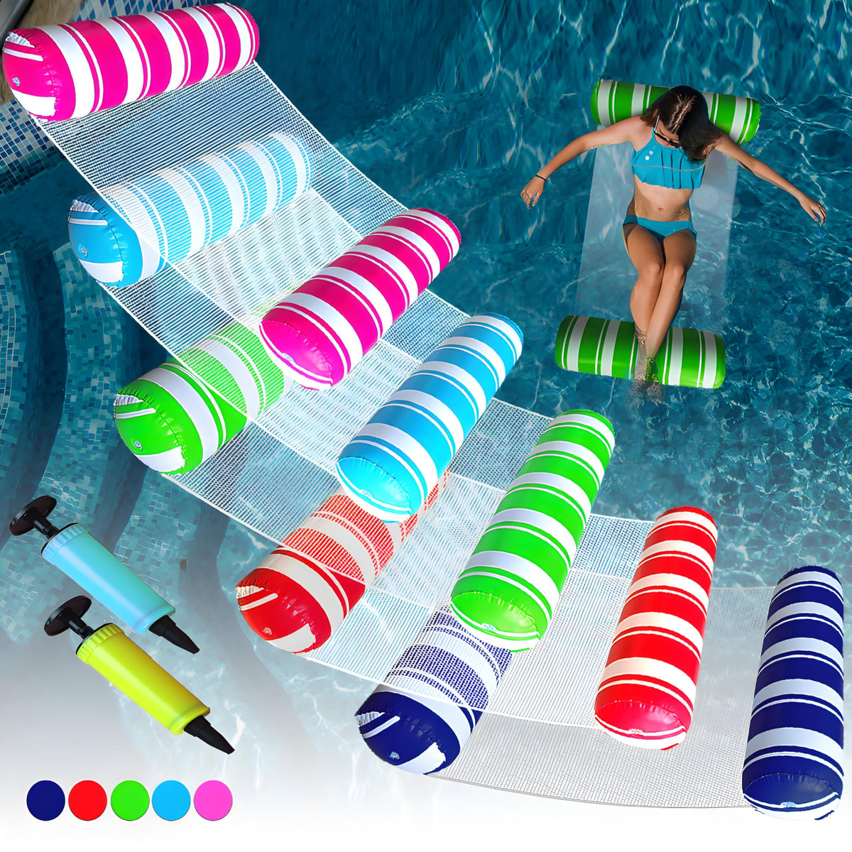 ANNIL blue-white water hammock float for relaxing in the pool