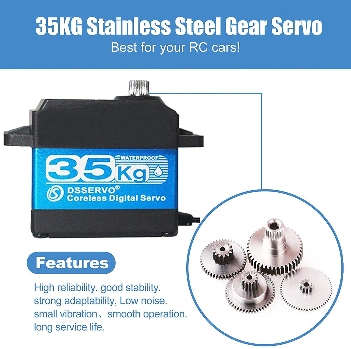 ANNIMOS coreless motor servo delivers fast response for agile RC crawlers.