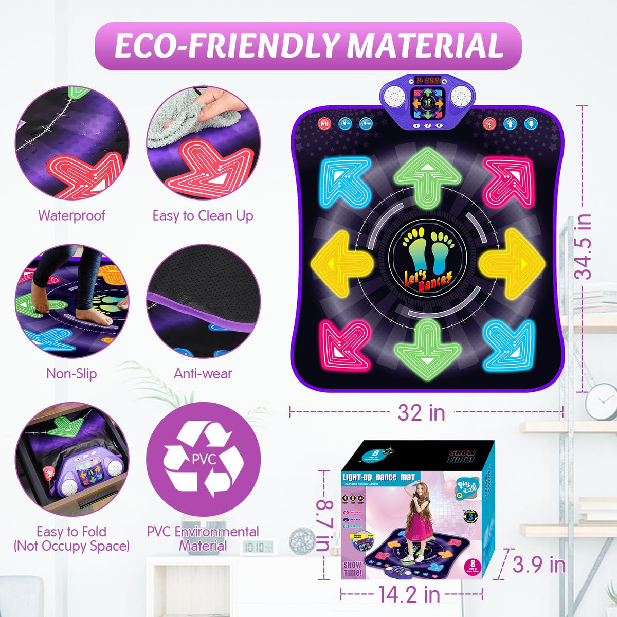 ANNKIE battery-powered dance mat requires AA batteries for play.